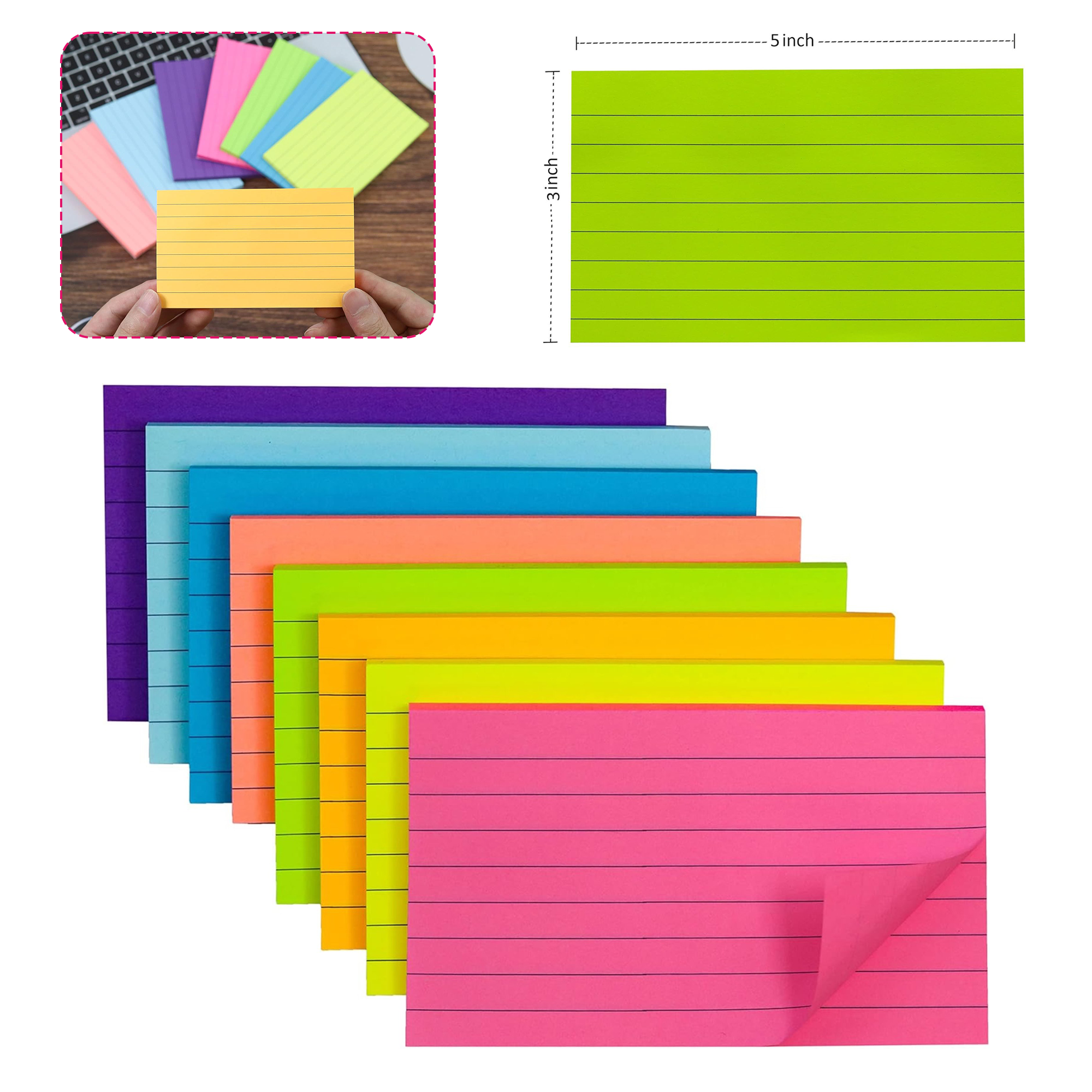 Colored Index Cards 3x5 for Studying 1
