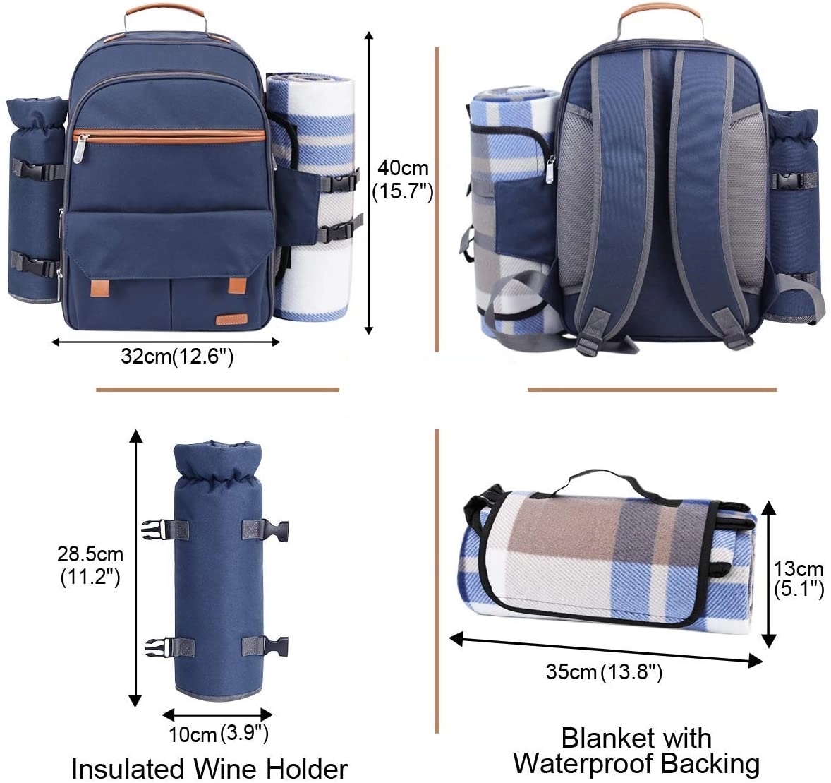 Insulated Cooler Picnic Backpack With Blanket 3