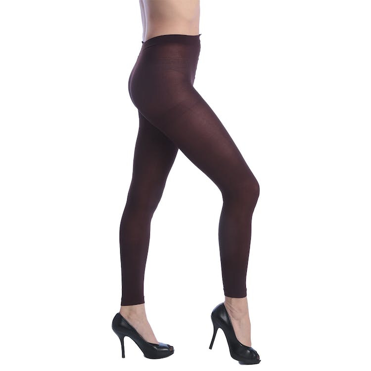 Women's Opaque Control Top Footless Tights - Brown One Size Fits Most 2
