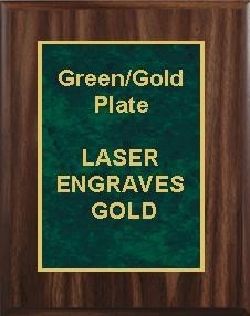 8" x 10" Classic Walnut Finish Plaque with a Green Marble Designer Plate 2