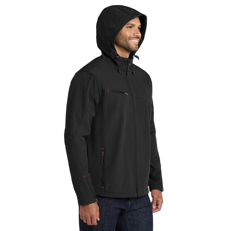 Port Authority Textured Hooded Soft Shell Jacket. 8
