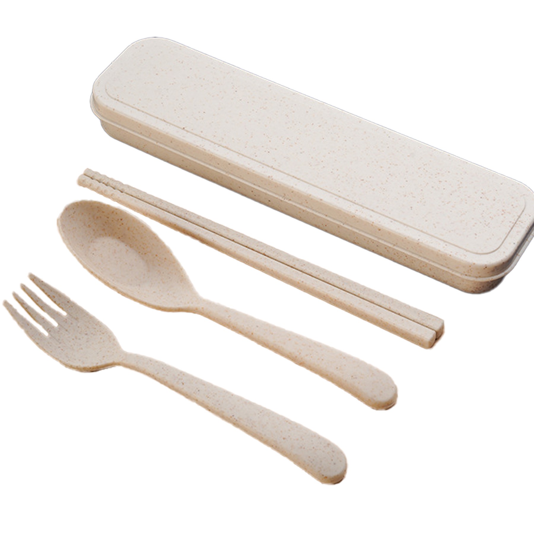 Wheat Straw Forks, Spoons and Chopsticks Plastic Cutlery 6