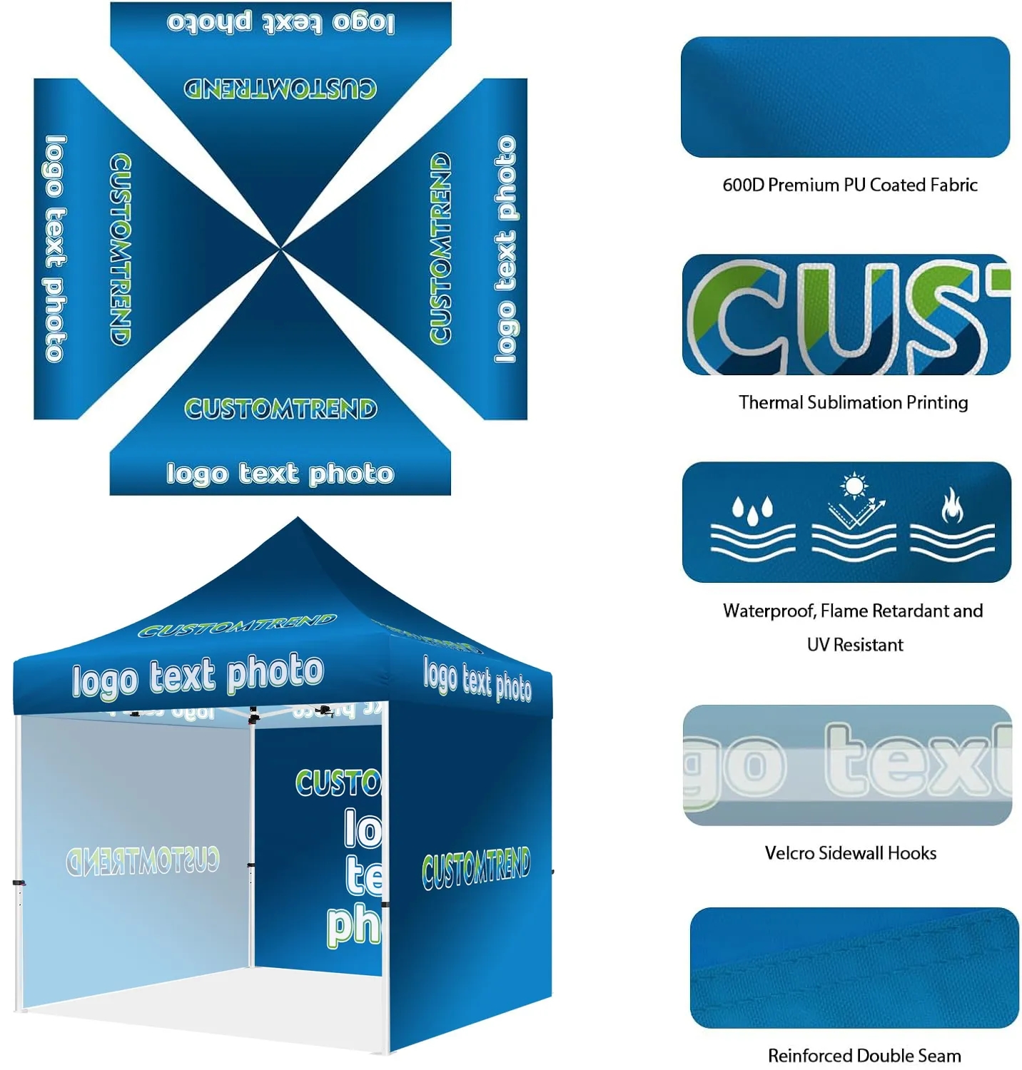 10' X 10' Tent Set with Table Cover and Feather Flags 5