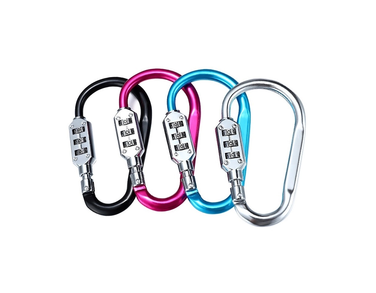 Metal Carabiners D-Ring Clip / 3-digit Luggage Lock 2
