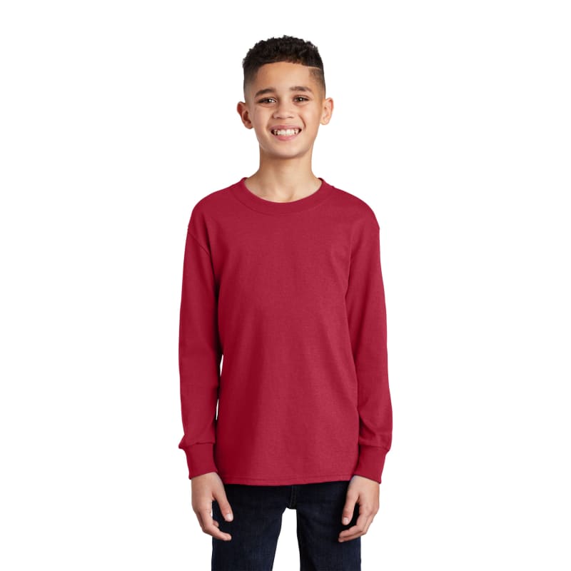 Port & Company Youth Long Sleeve Core Cotton Tee. 5