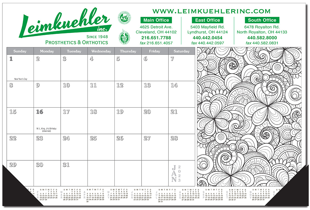 Adult Coloring Book 12 Sheet Desk Calendar 2