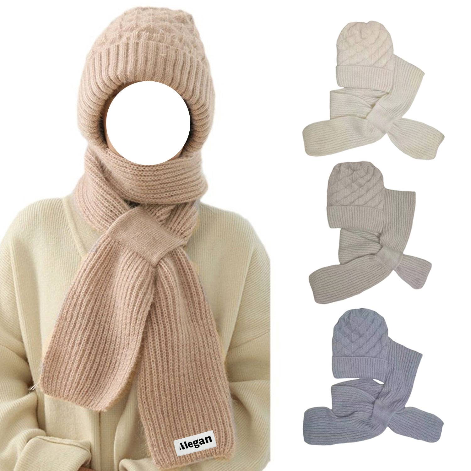 Winter Squirrel Cashmere Scarf Integrated Snow Hat