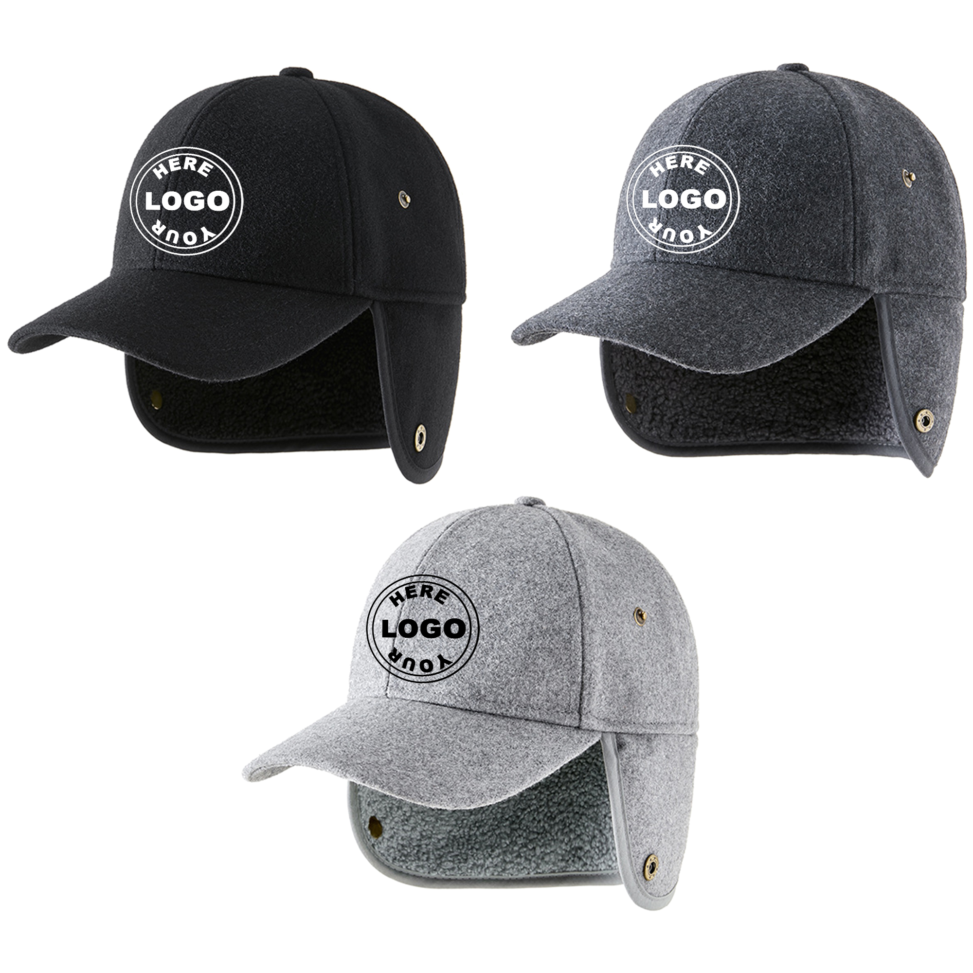 Winter Ear Flap Wool Baseball Cap 1