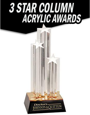 Acrylic 11" 3-Star column with Gold/Black base 2