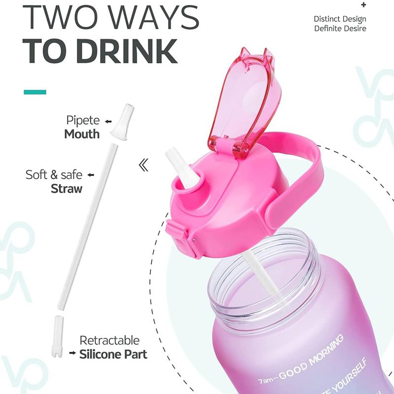 Color Changing 0.5 Gallon Motivational Water Bottle w/Straw & Time Marker 3