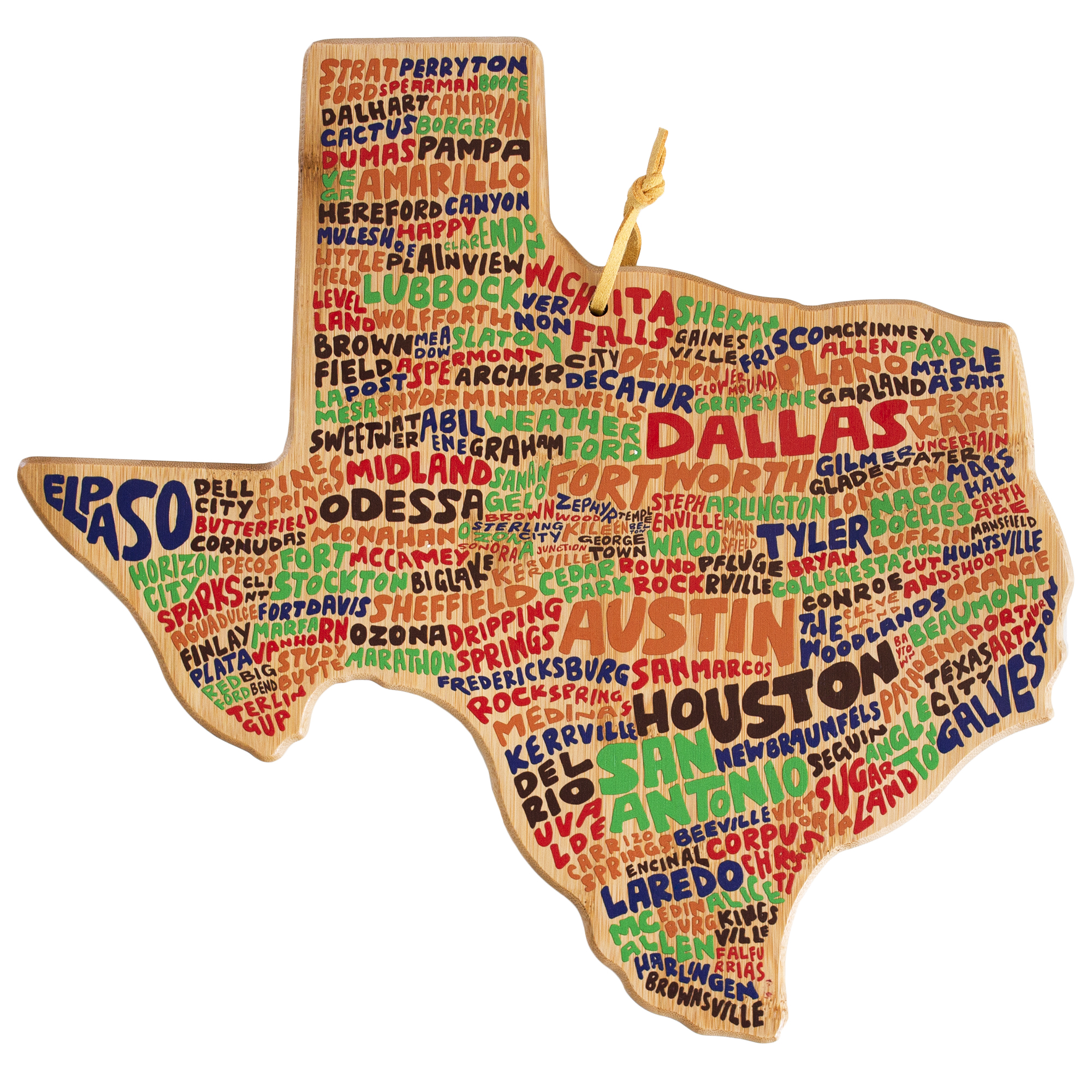 Texas State Shaped Cutting and Serving Board with Artwork by Wander on Words™