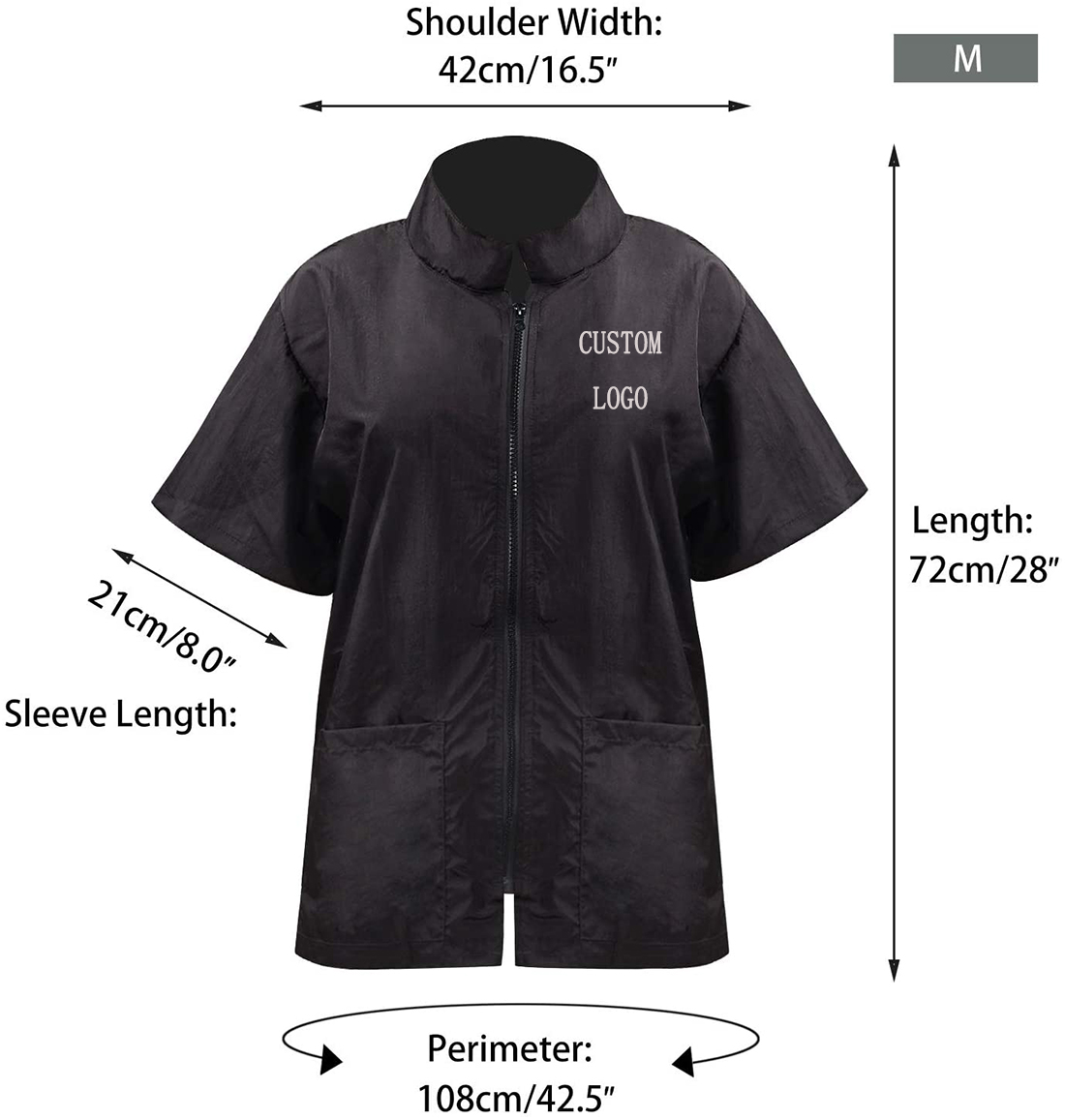 Polyester Barber Print Logo Jacket Waterproof Salon Work Clothes 3