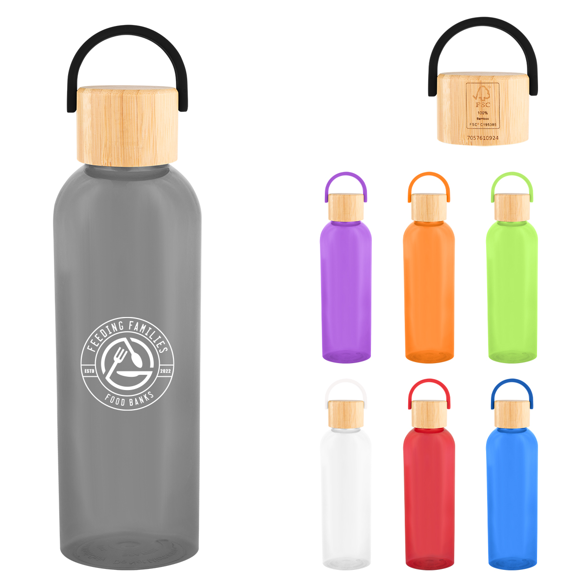 32 Oz. Jeffrey rPET Bottle With Bamboo Lid And Easy Carry Handle