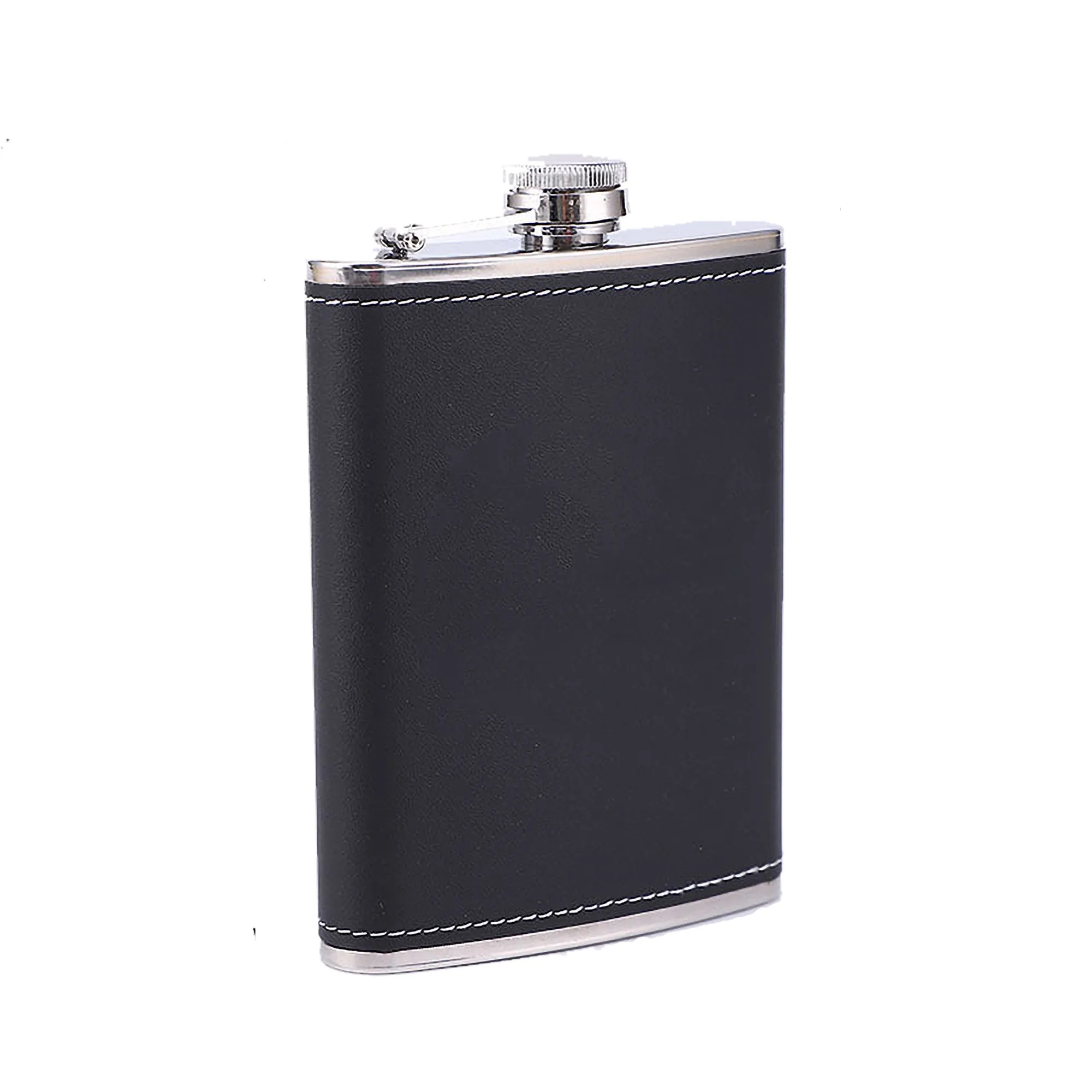 Stainless Steel Hip Flask Eco Faux Leather Wrap Drinking 3