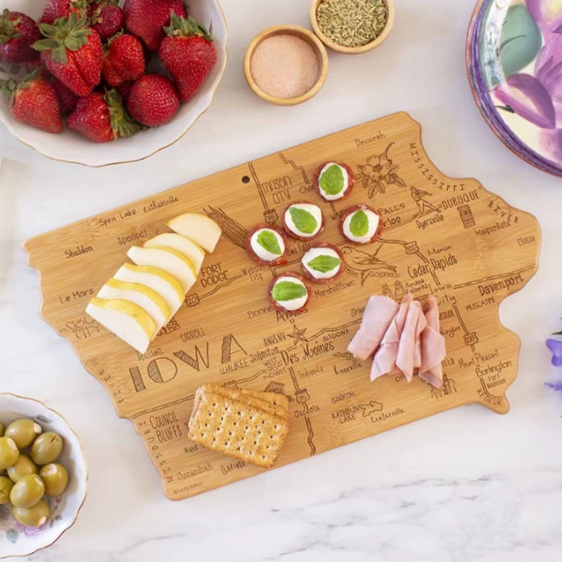 Iowa Shaped Wooden Cutting Board 3