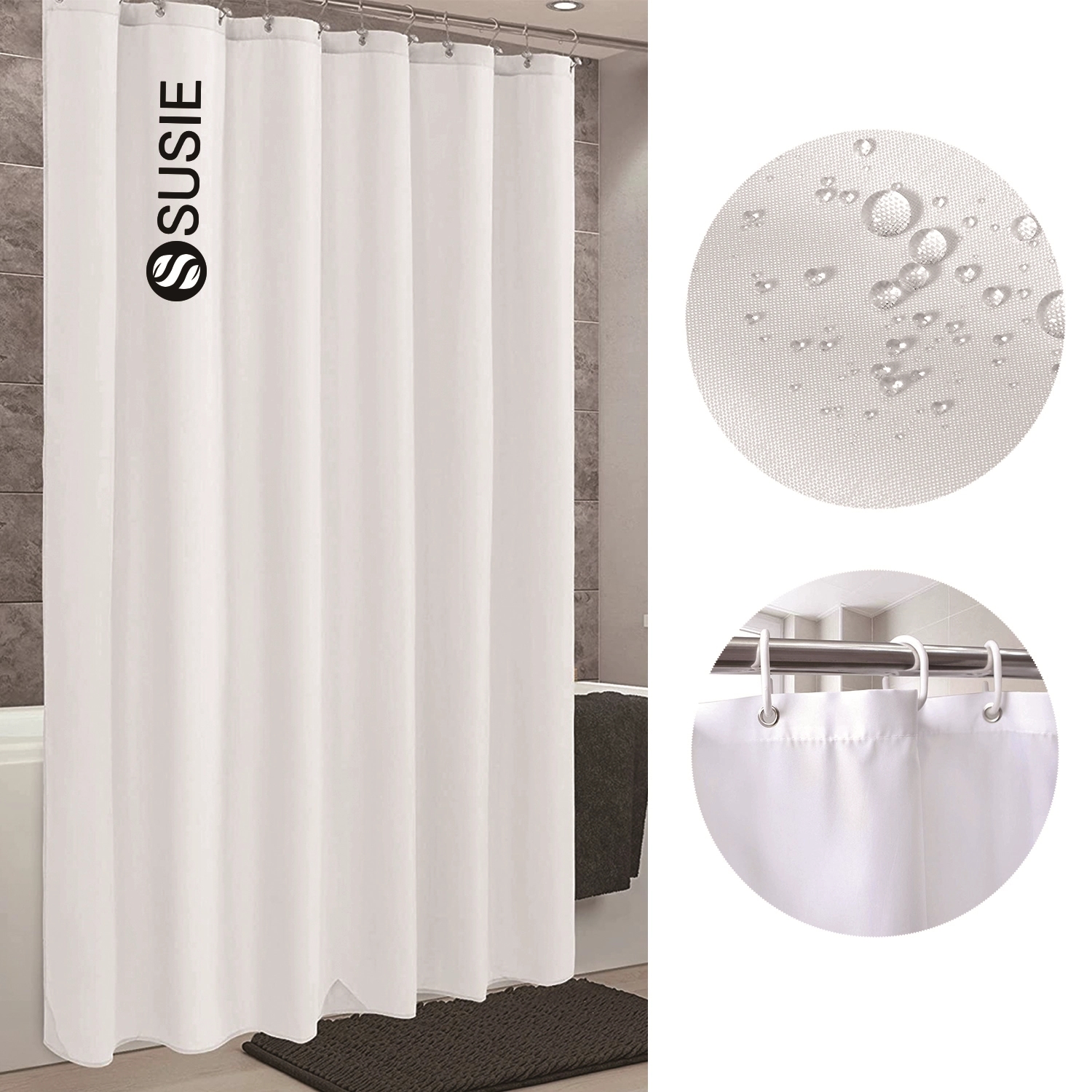 Waterproof Fabric Shower Curtain Liner 1