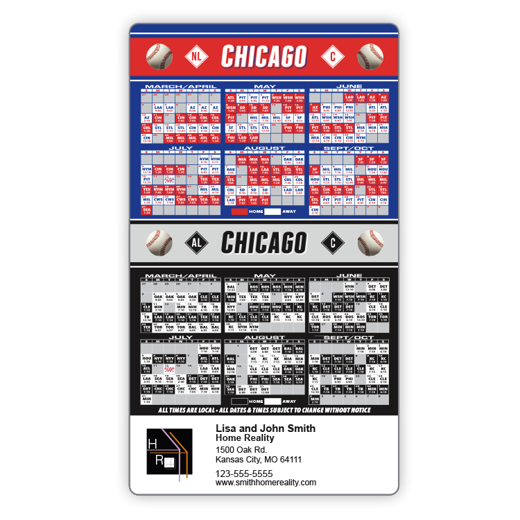 Magnet Sport Schedules - 4x7 Baseball Round Corners - 25 mil. 3