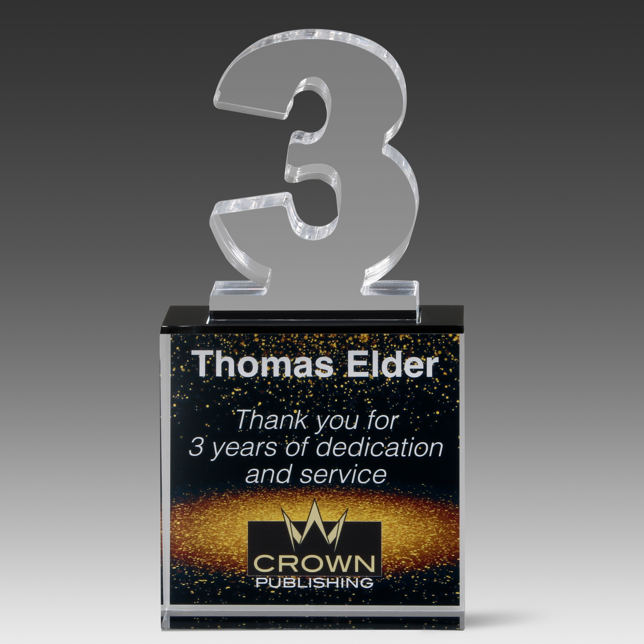 Recognition Number Award 3 (4" x 8" x 1") 1