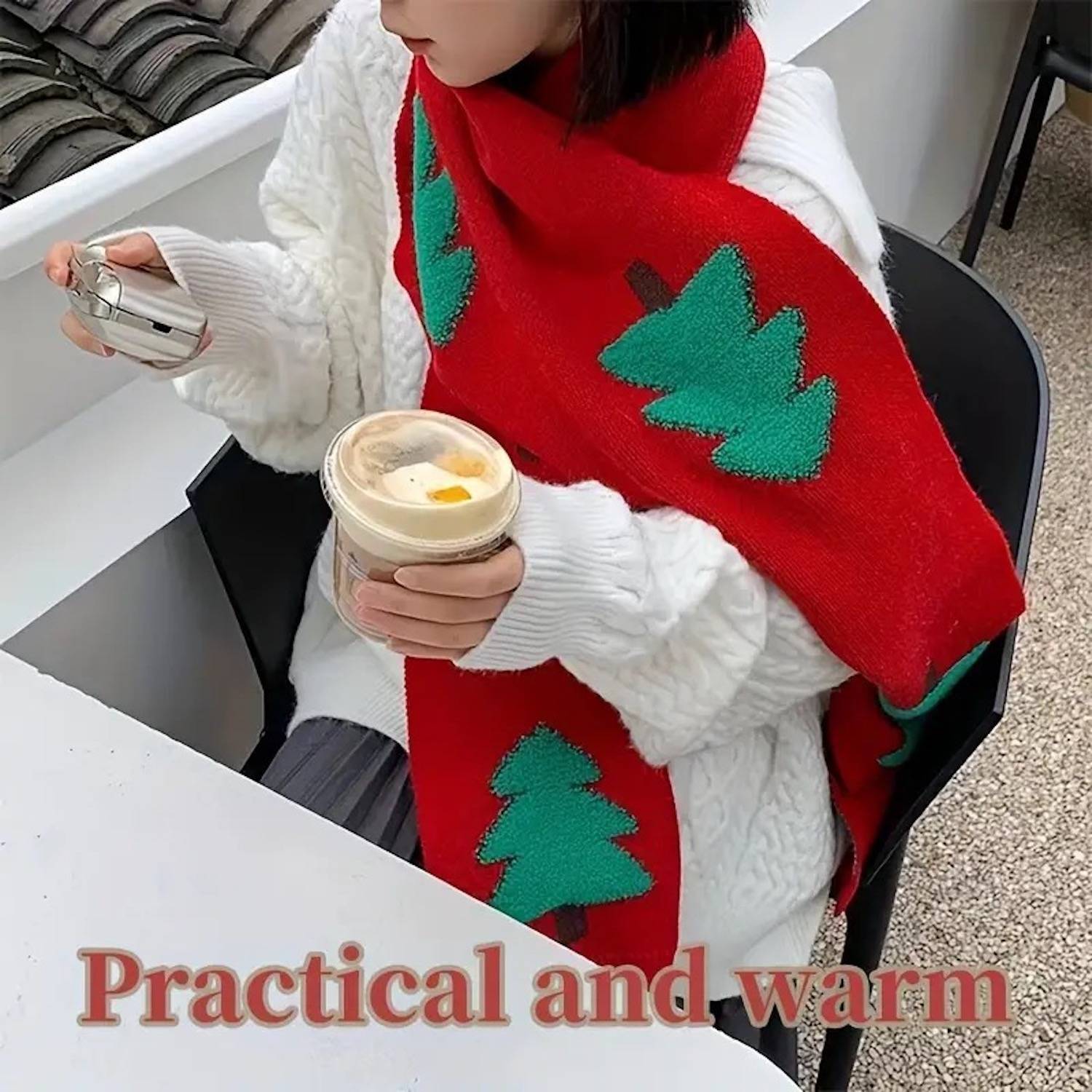 Christmas Tree Pattern Knit Scarf 1