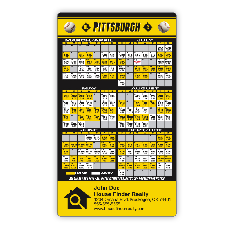 Magnet Sport Schedules - 3.5x6 Baseball Round Corners - 25 mil. 3