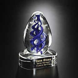 Blue Swirl on Clear Base 6