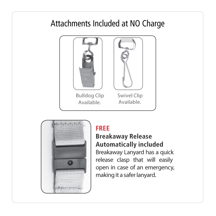 "Palmer" 3/4" Silkscreen Lanyard with FREE Breakaway Safety Release - Swivel or Bulldog