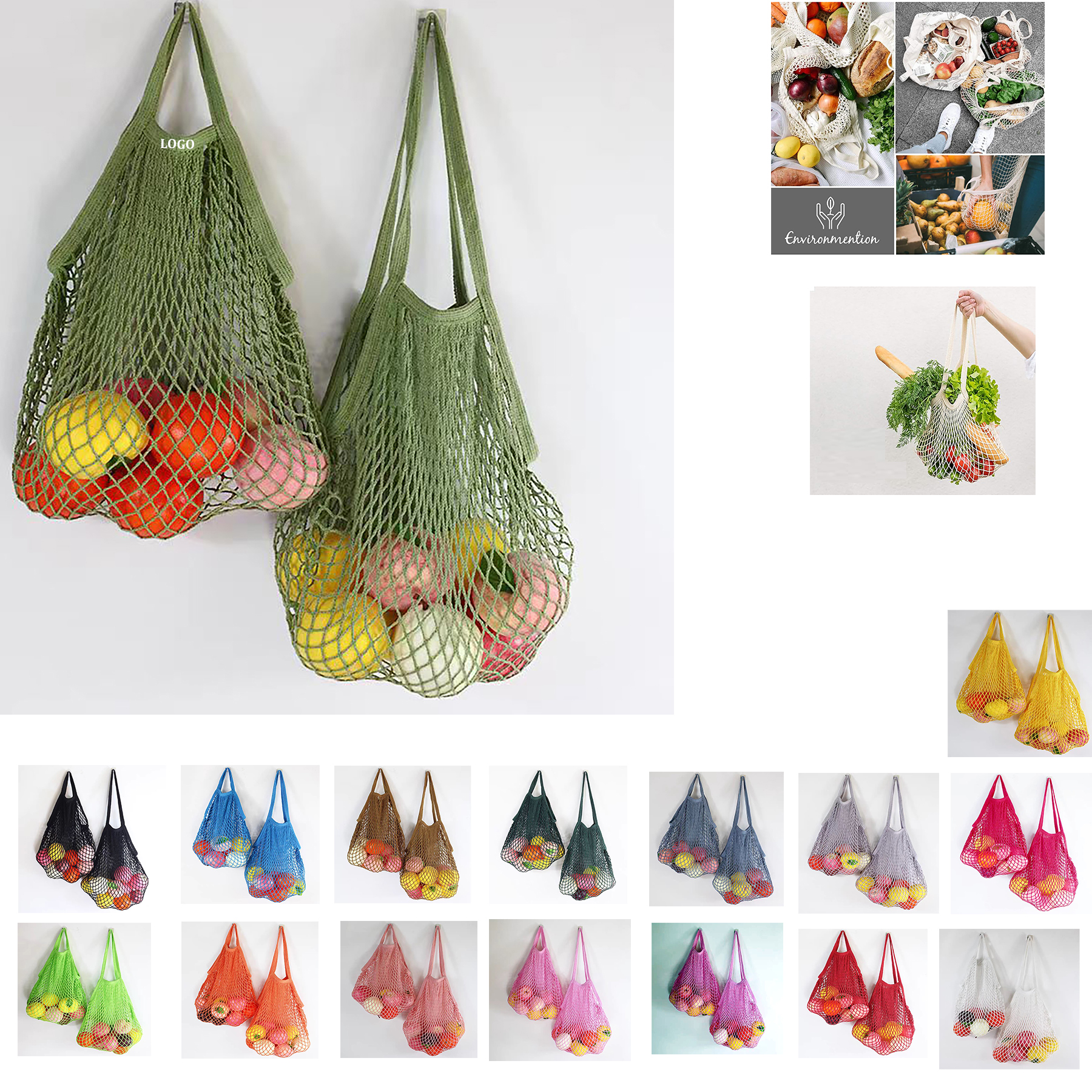 Reusable Mesh Washable Cotton Rope Shopping Bag 15
