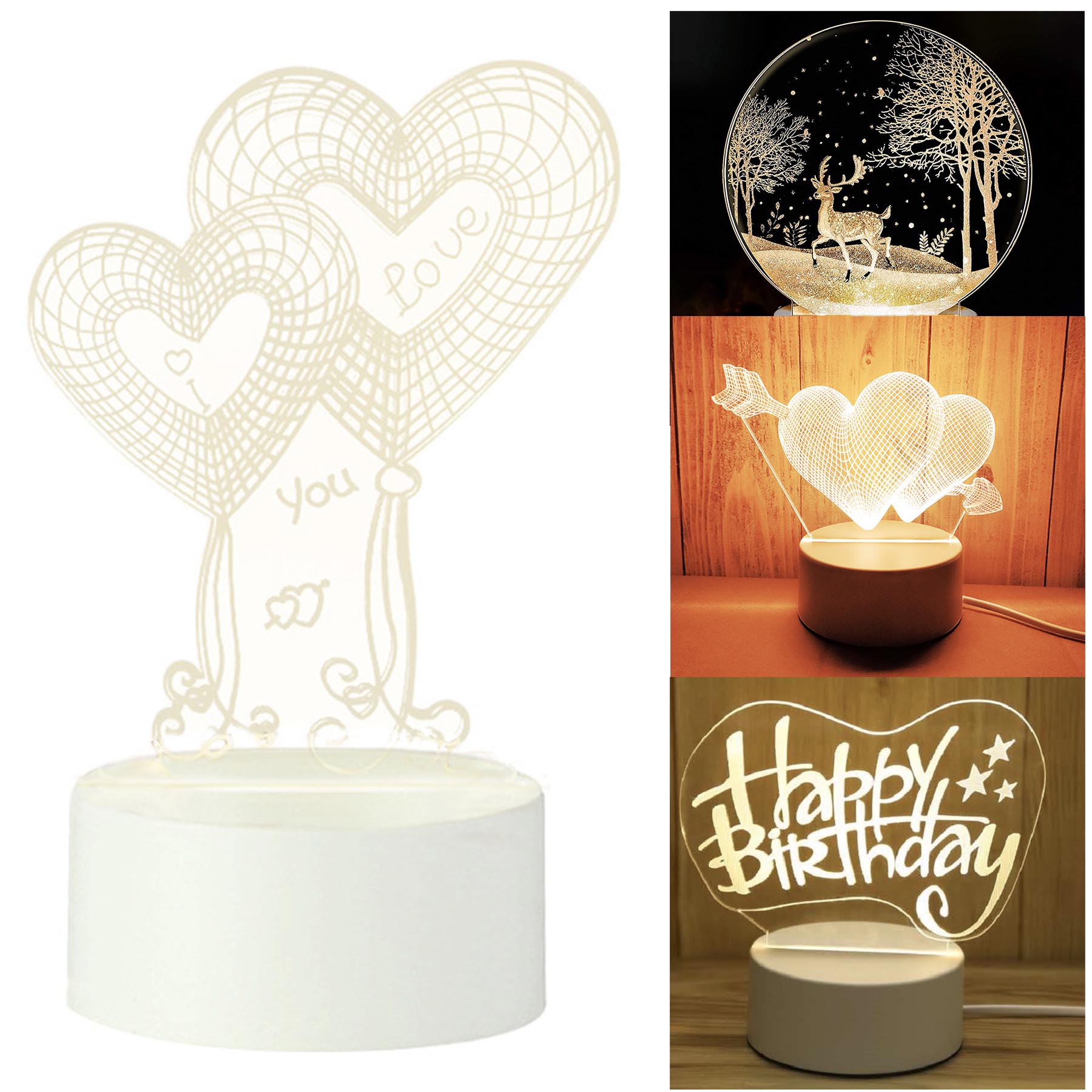 Custom 3D LED USB Night Light Table Desk Lamp 3