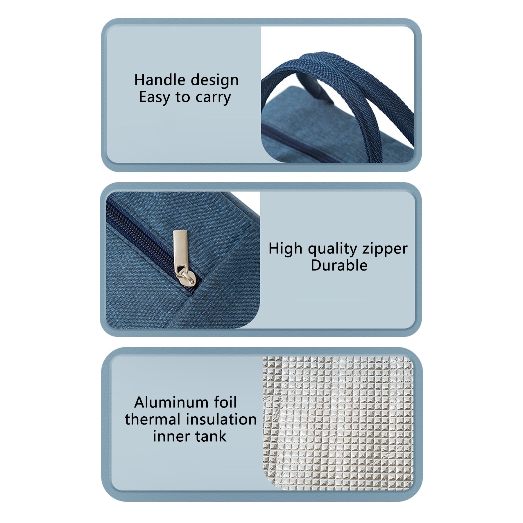 Cationic Fabric Insulated Grocery Bag Lunch Tote Bag 3