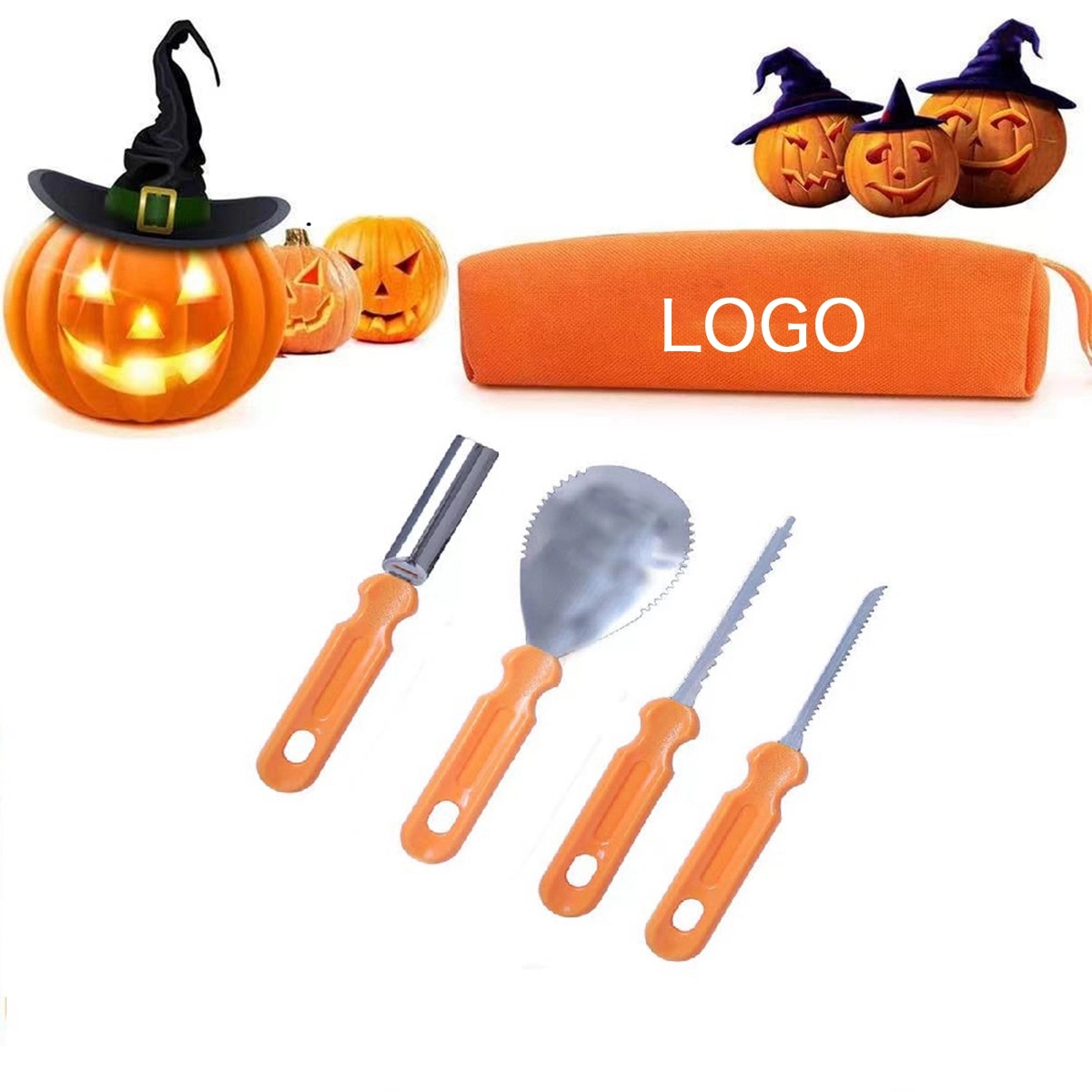 4Pcs Professional Pumpkin Carving Tool Kit With Handbag 2