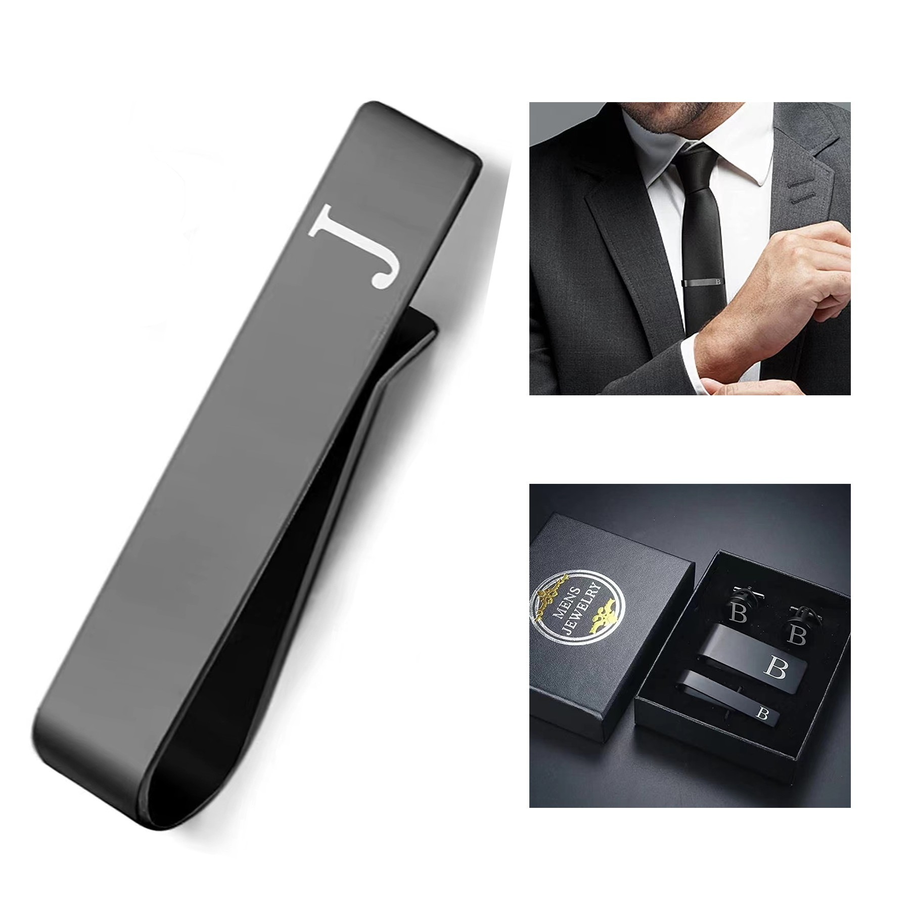 Personalization Men Large Letter Tie Clip 2