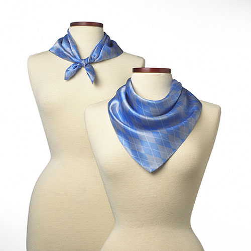 Royal Blue Argyle Silk Scarf (21"x21") 2