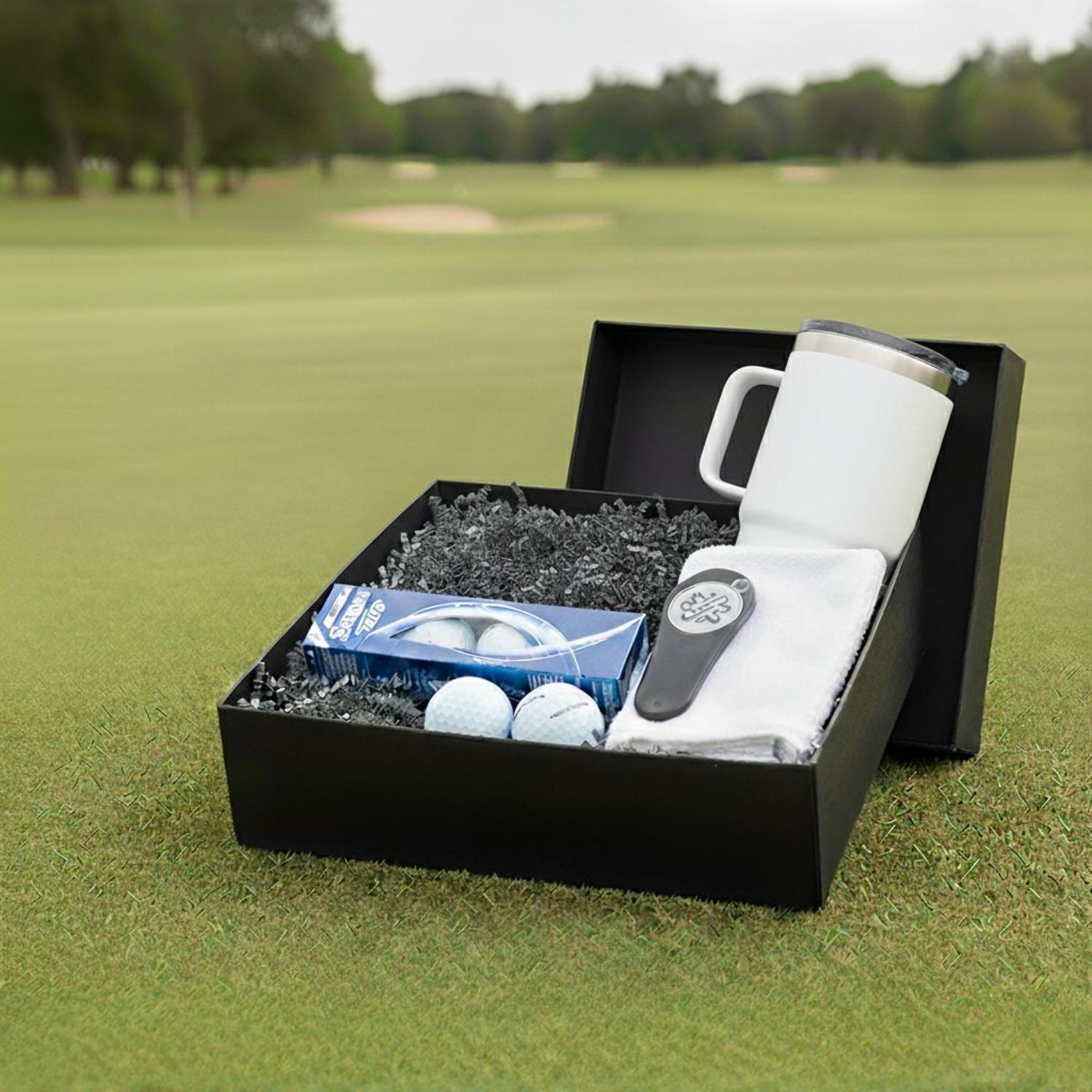 20 Oz YETI® SS Travel Mug, Srixon® Golf Balls & Pitchfix® Icon Divot Tool Gift Set 1