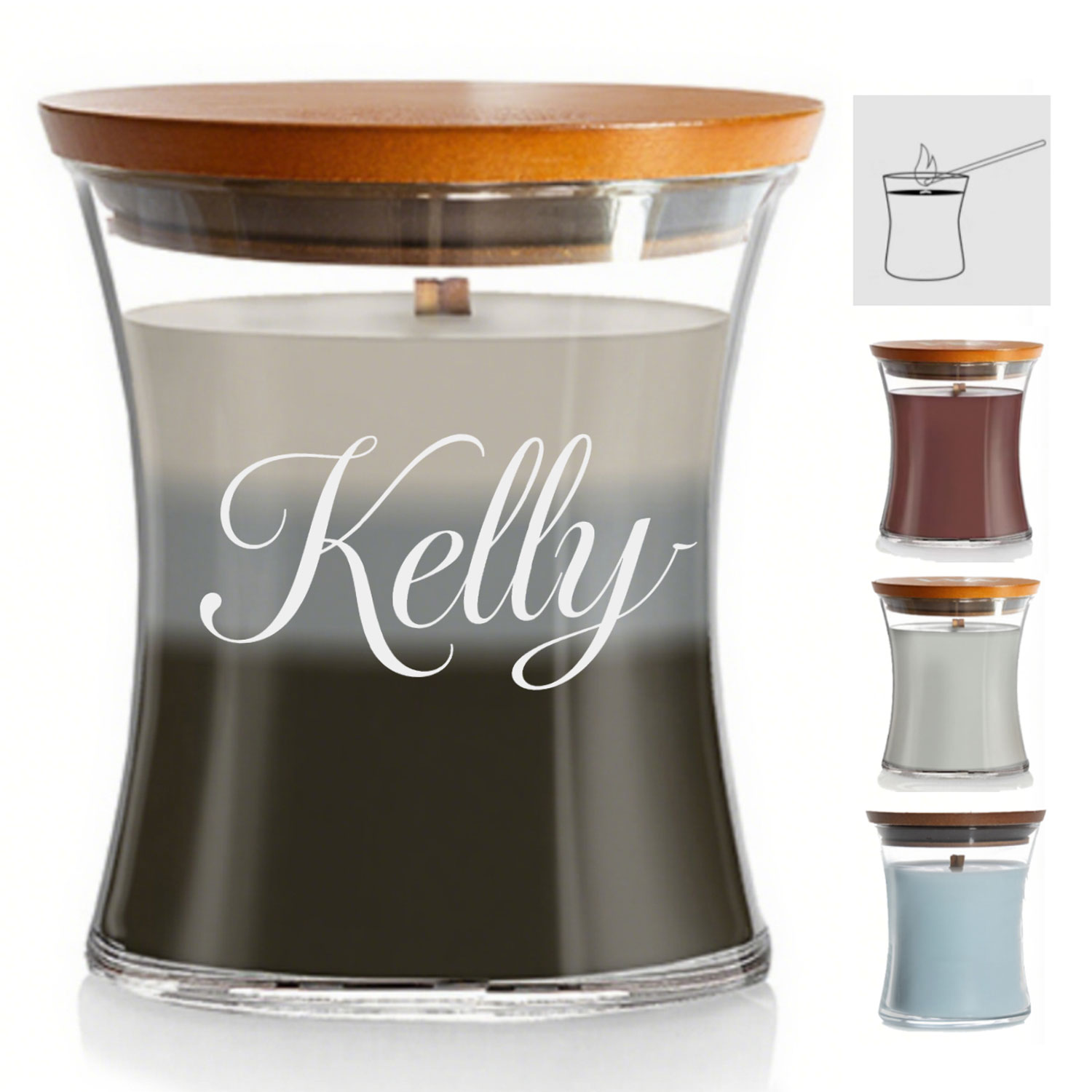 10oz Household Glass Scented Candle w/ Bamboo Lid 2