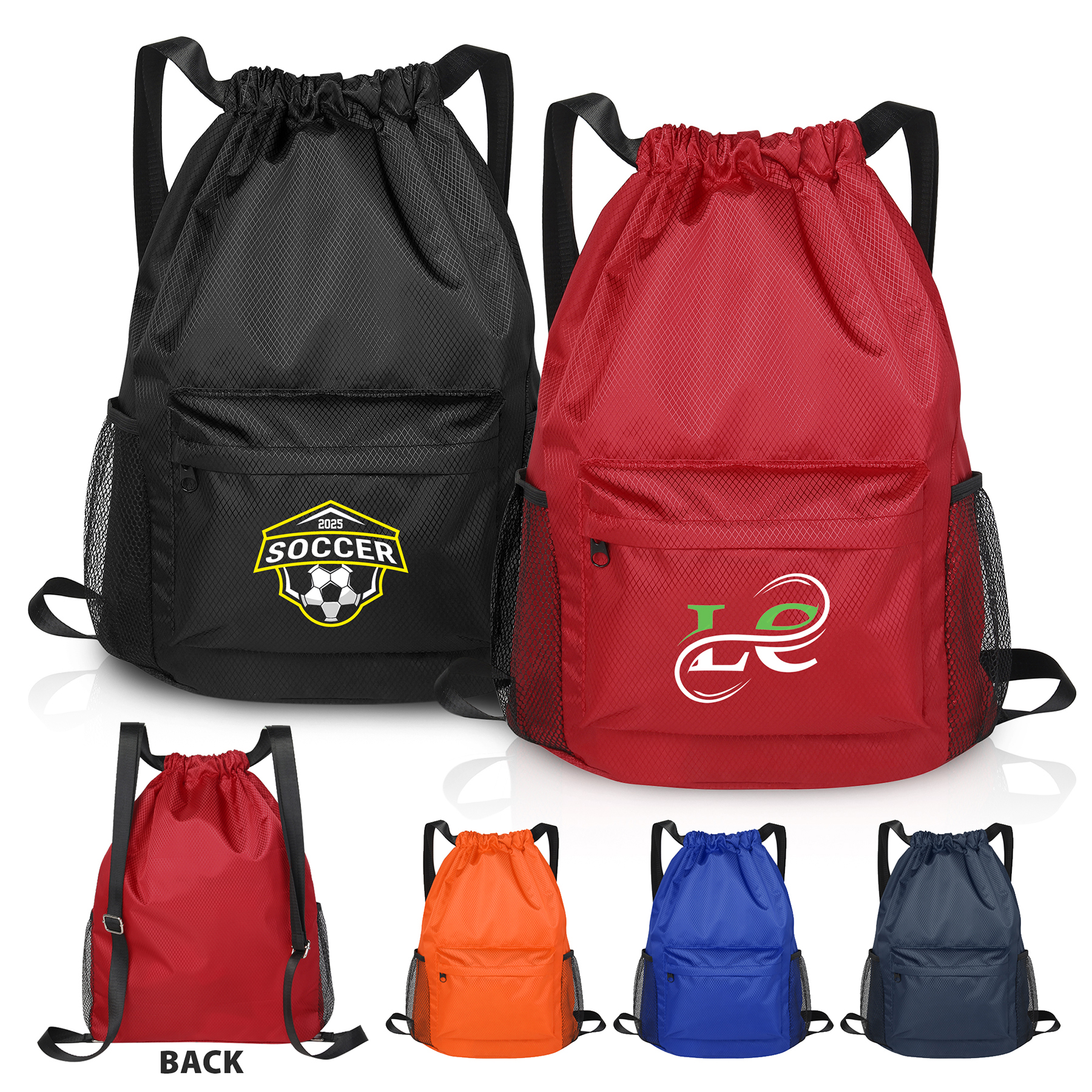 Waterproof Drawstring Backpack With Mesh Pockets 18