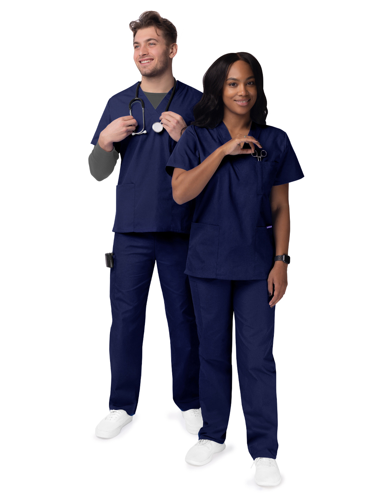 Adar - Sivvan - Unisex V-Neck Top Drawstring Pant Scrub Set 12
