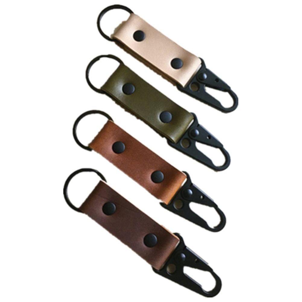 Leather Keychain With Antique Nickel Carabiners 5