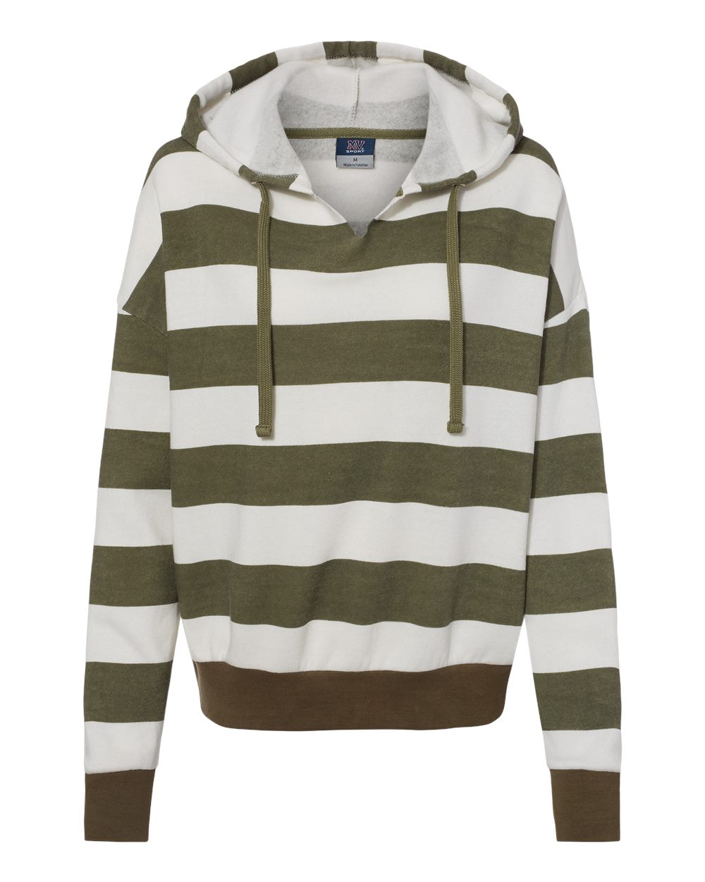 Women's Striped Fleece Boxy Hooded Sweatshirt - W21721 7