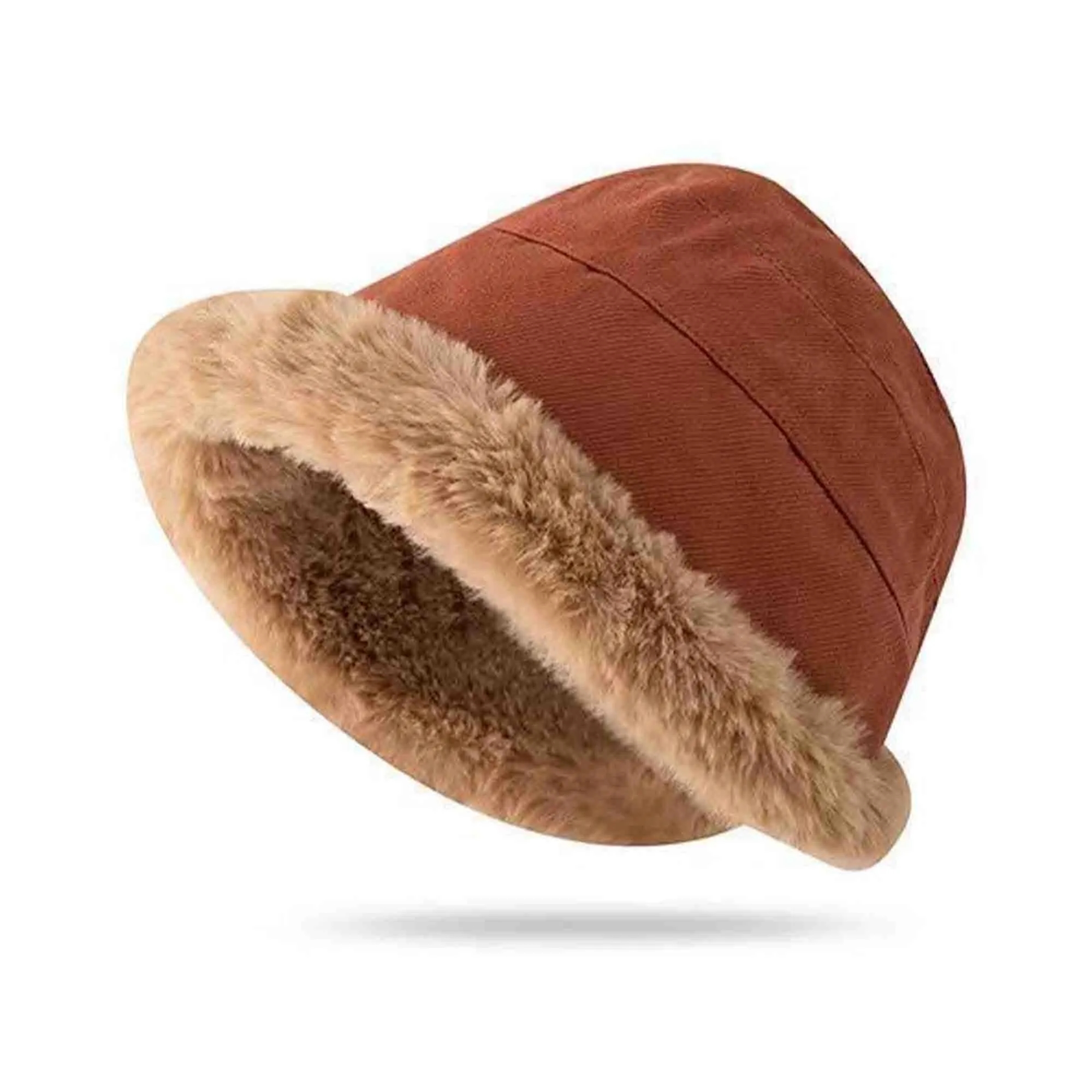 Warm Fluffy Faux Fur Fisherman Cap Plush Fuzzy Bucket Hat 2