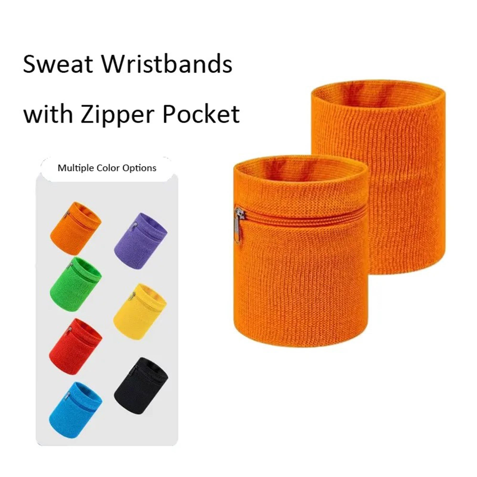 Cotton Sports Wristband with Zipper Pocket 5