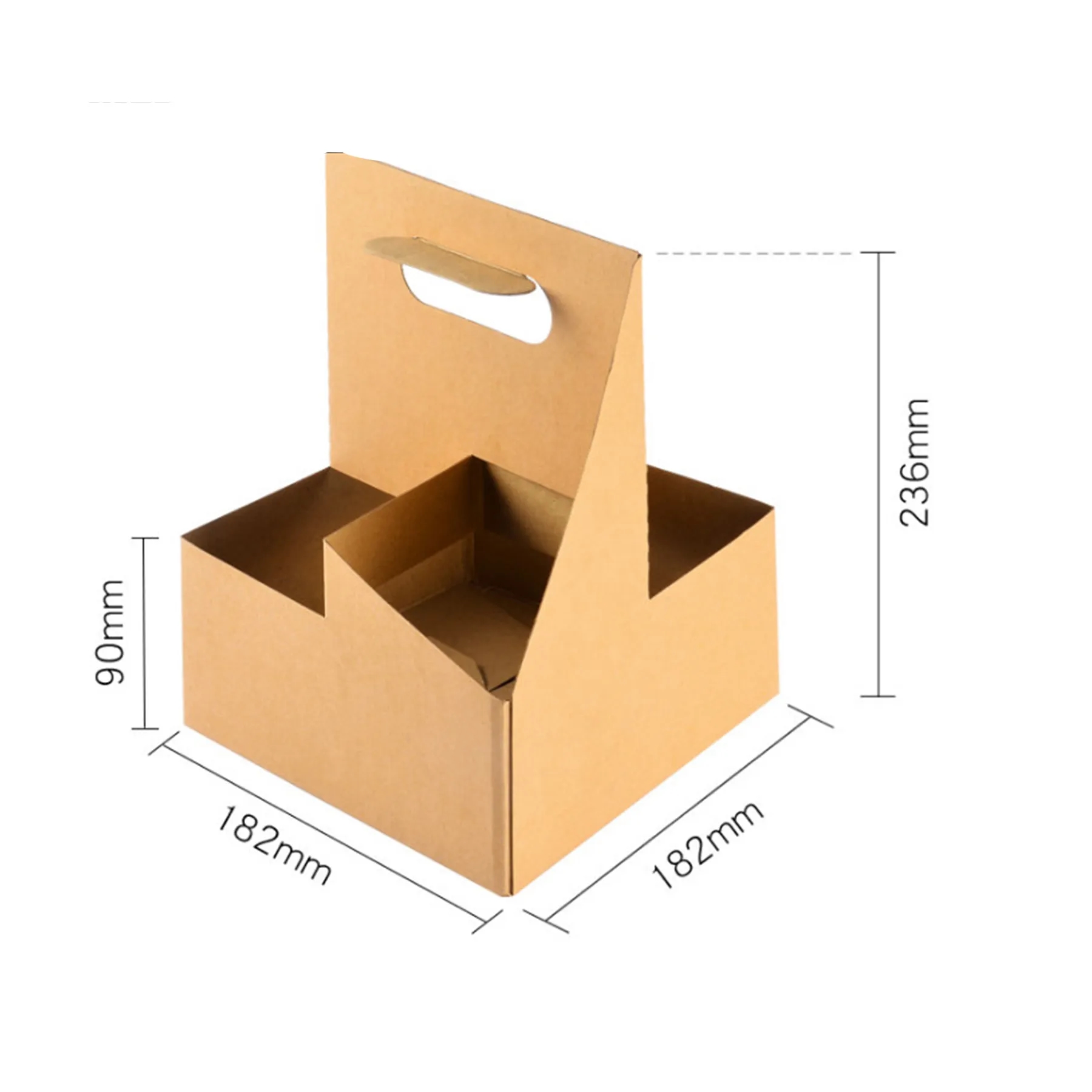 2/4/6 Kraft Paperboard Cup Holder Drink Carrier With Handle 8
