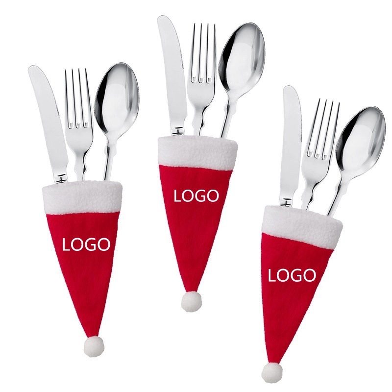 Mini Christmas Candy And Bottle Hat Fork Spoon Knife Storage 3