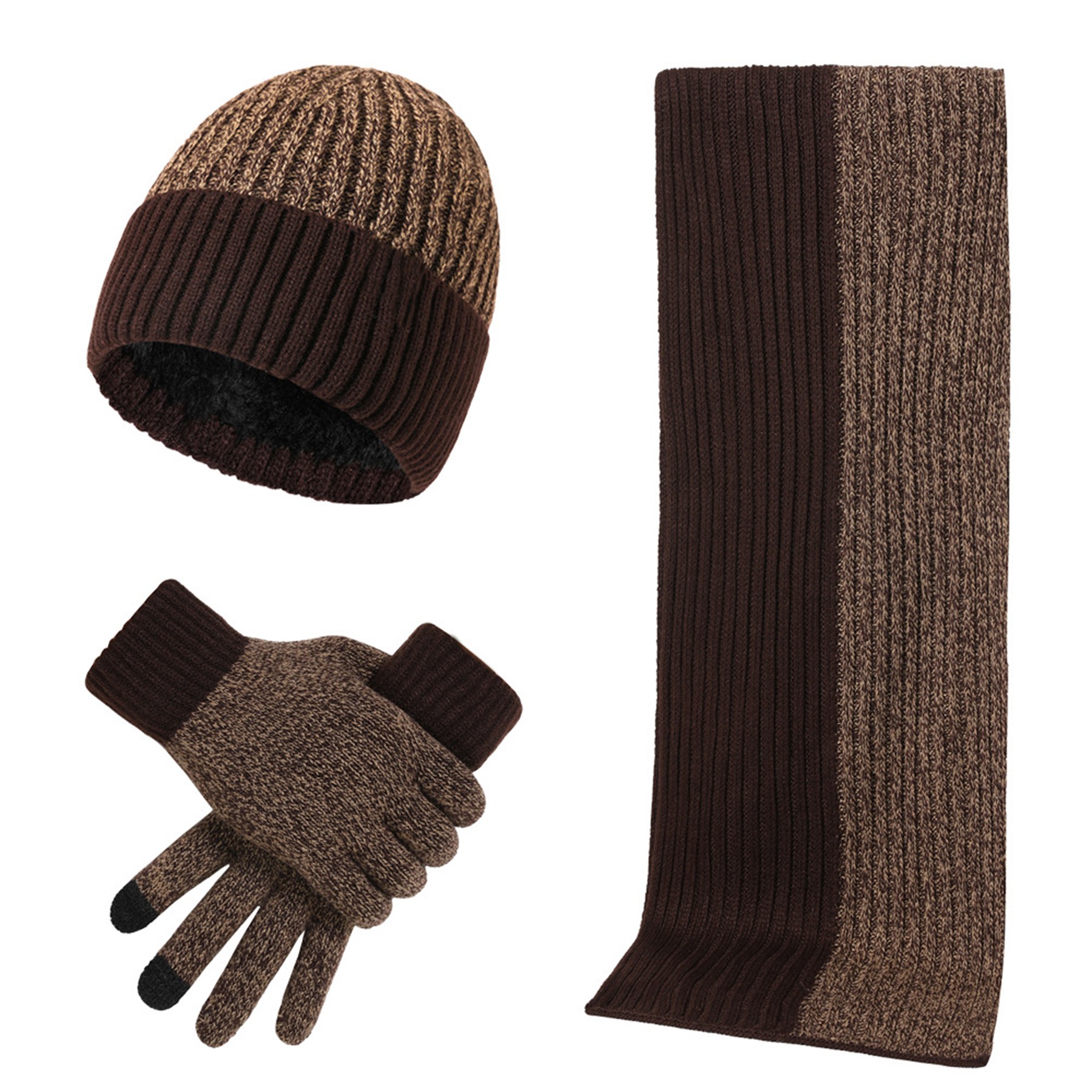 3PCS Color Matching Scarf Gloves Hat 1