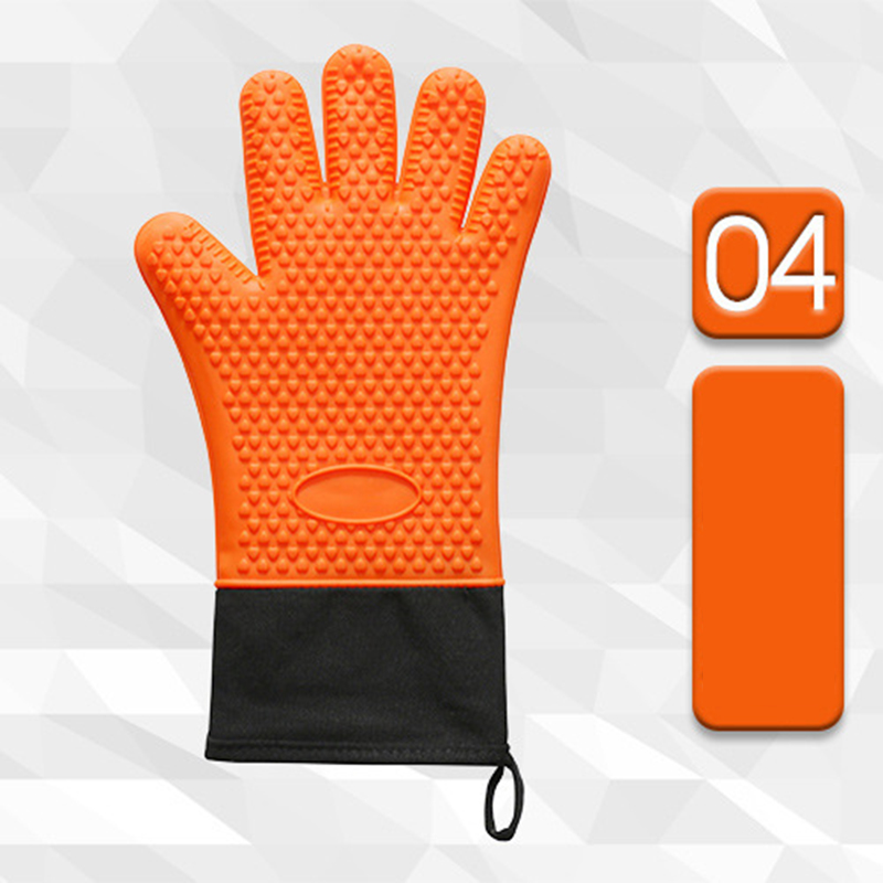 Long Silicone Waterproof BBQ Kitchen Grilling Gloves w/Inner Cotton Layer 4