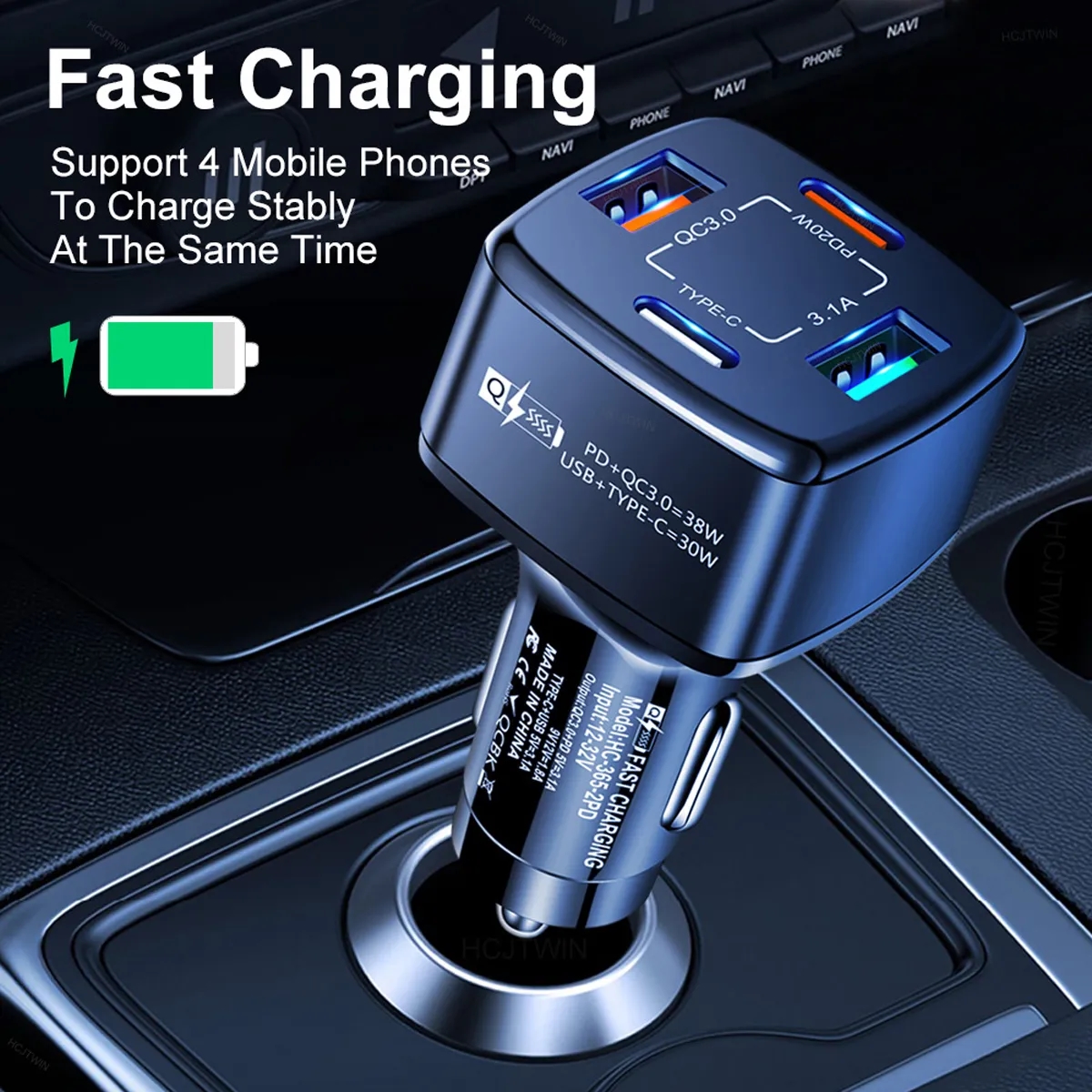 4-Port USB C Car Charger 6
