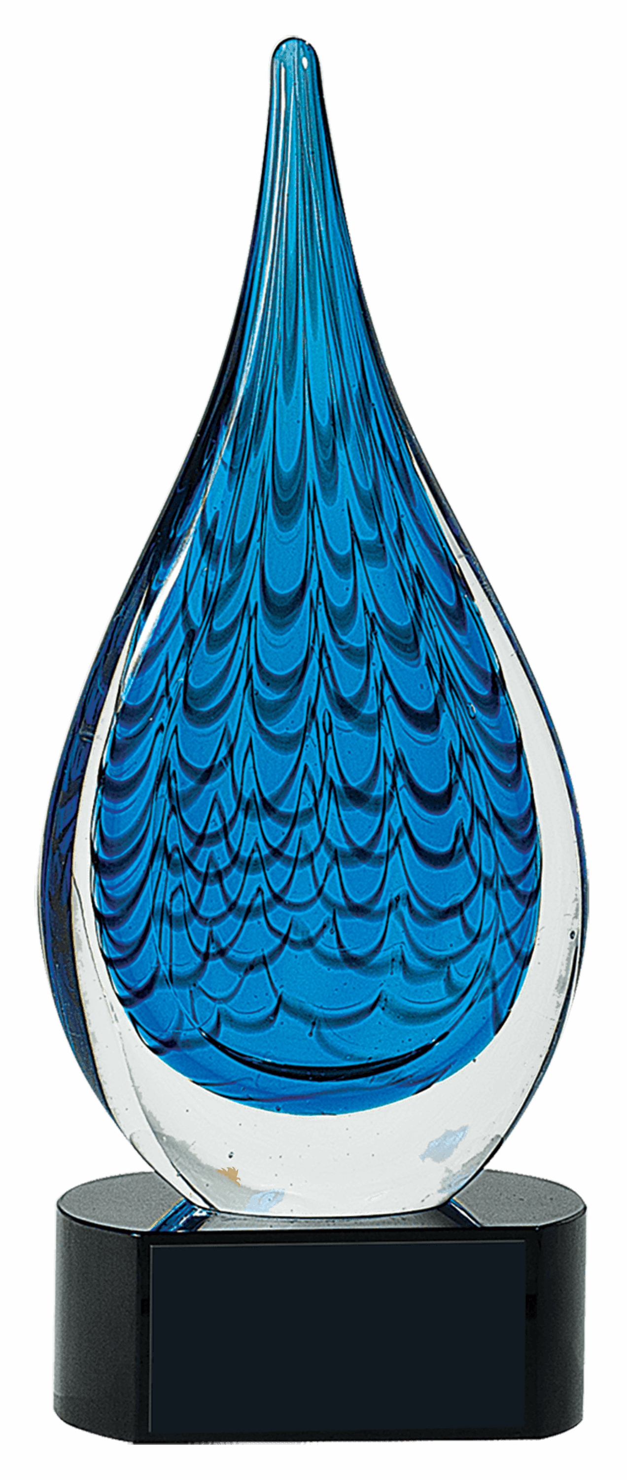 12 1/2" Blue Raindrop Art Glass Award 3