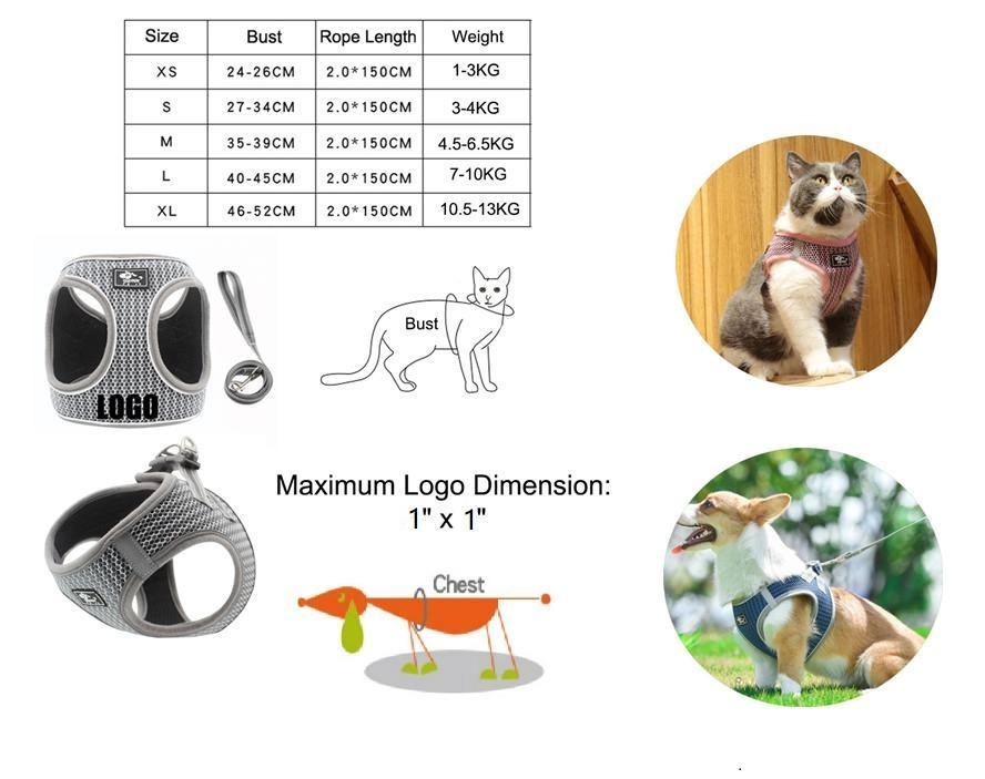 Reflective Pet Harness and Leash Set 4