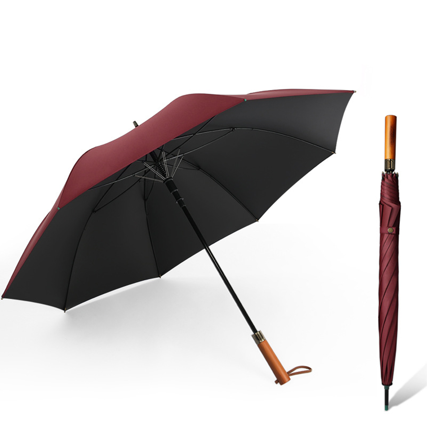 Large Umbrella with Wooden Handle for Rain 8