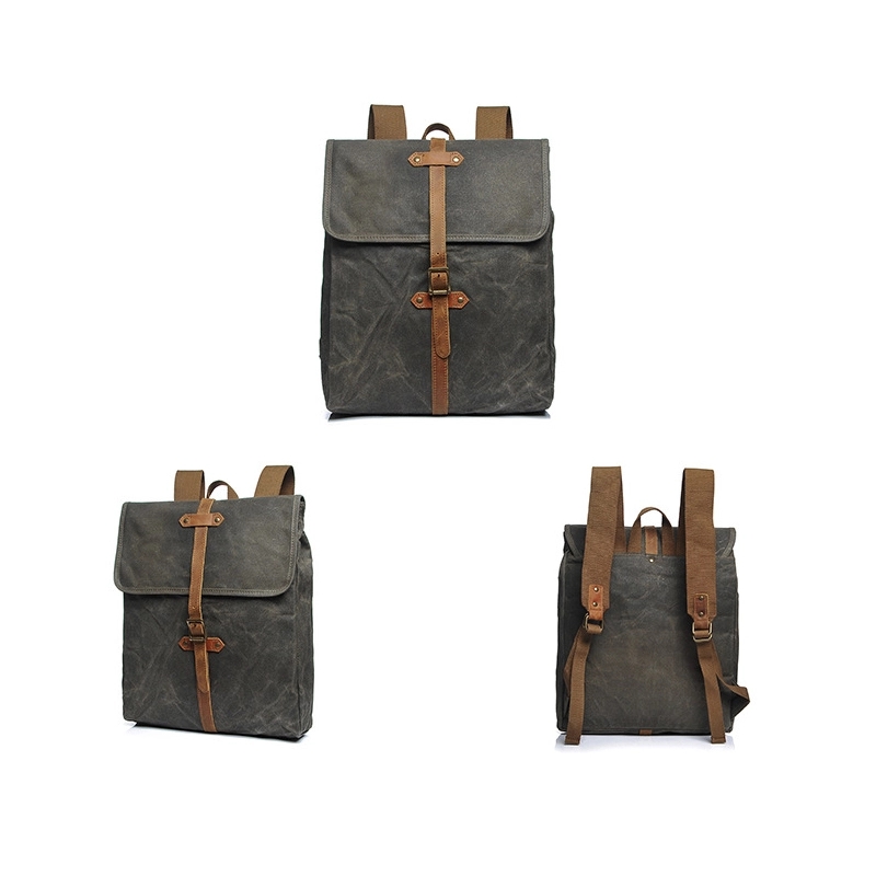 Vintage Stylish Waxed Backpack 3