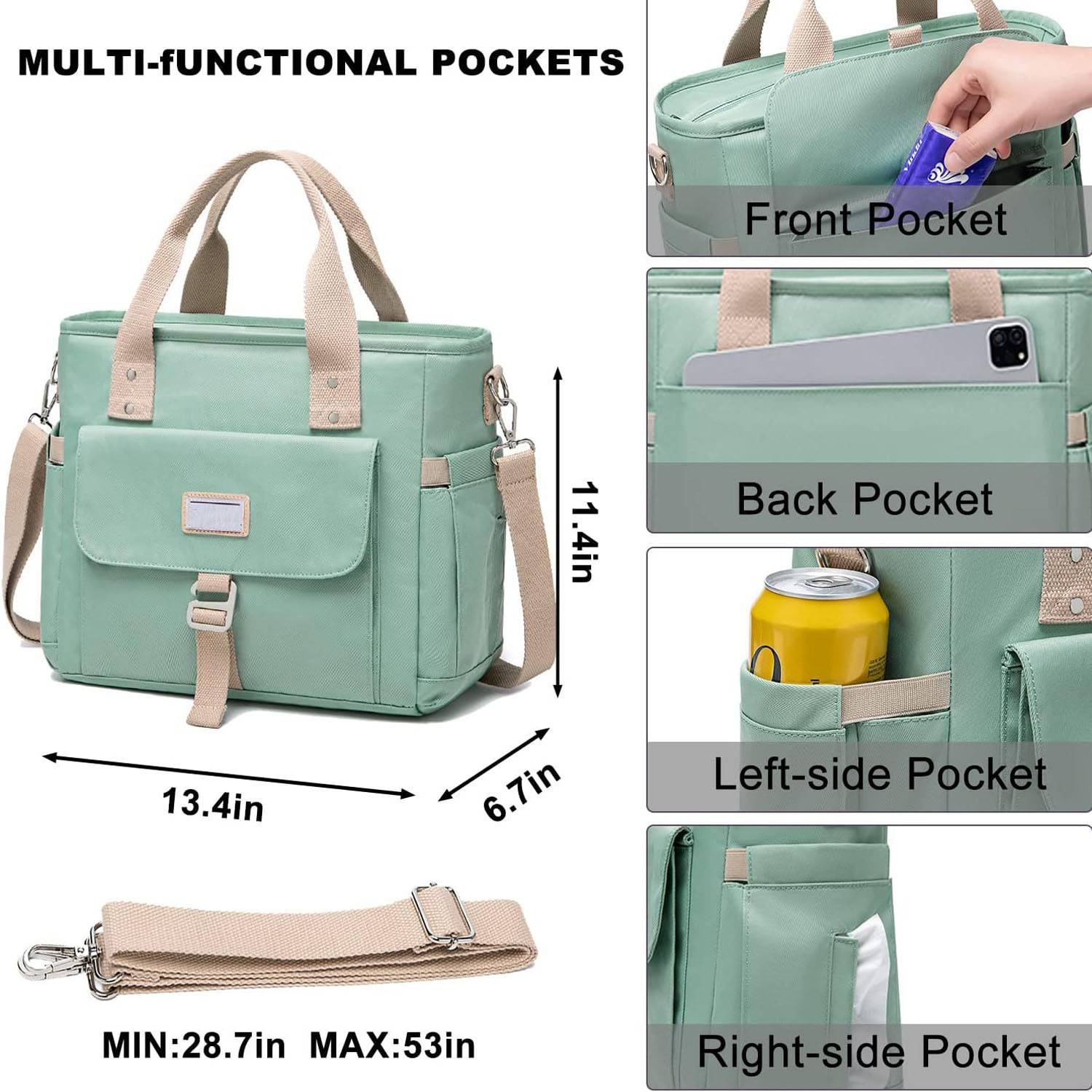 18 Can Oxford Insulated Cooler Lunch Bag w/ Pockets 2